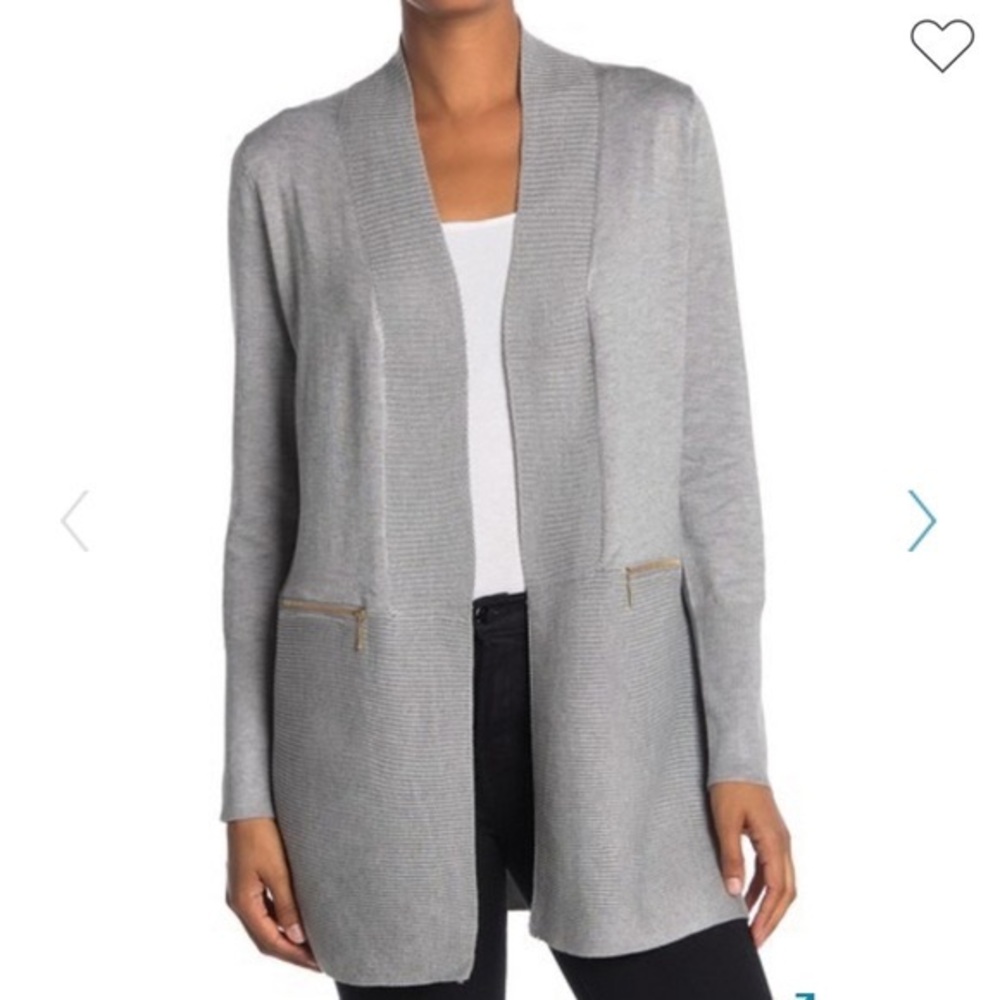 NWT Magasconi Gray Cardigan w/ Ribbed Detailing (Size M)